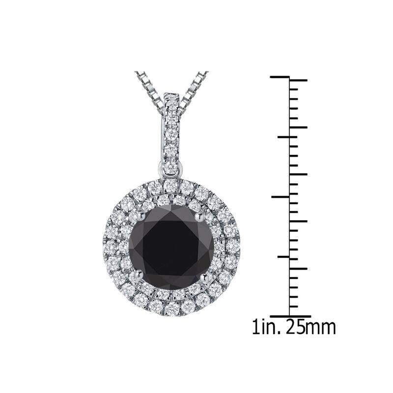 Auriya 2 3/5ctw Round Black Diamond Halo Necklace 14k Gold (H-I, SI1-SI2)