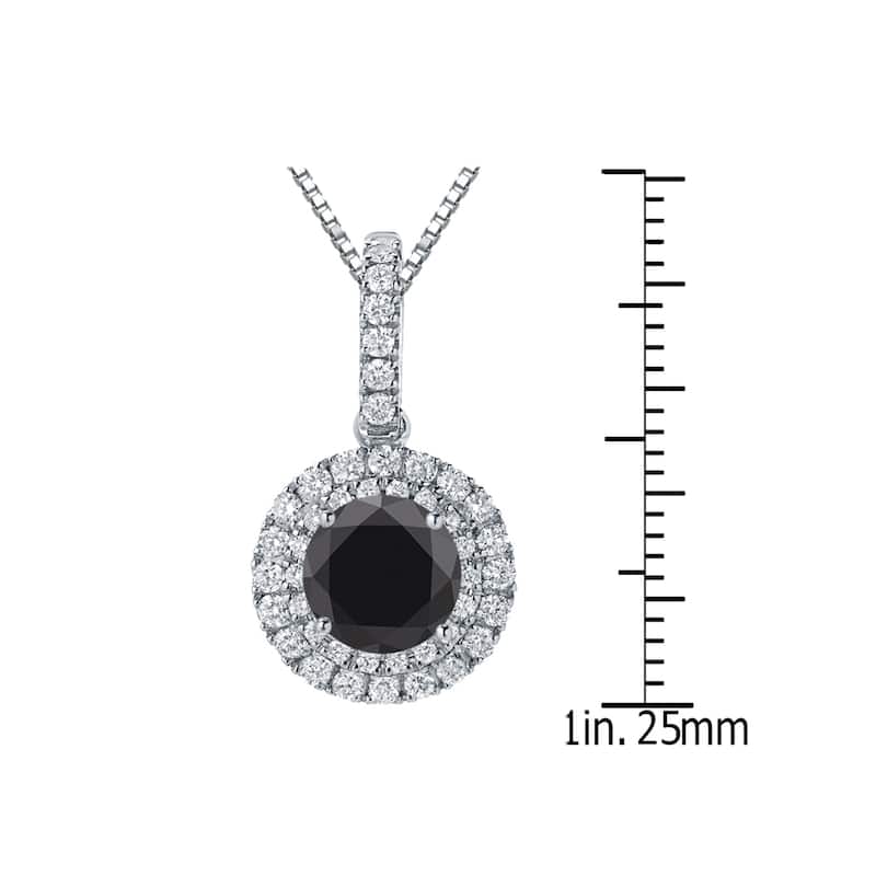 Auriya 14k Gold 3 1/8ct TDW Round Double Halo Black Diamond Necklace (H-I, SI1-SI2)
