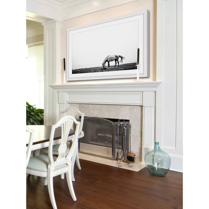 Marmont Hill - 'Lone White Equus' Framed Painting Print - Multi-Color