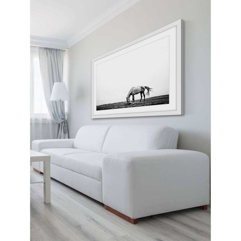 Marmont Hill - 'Lone White Equus' Framed Painting Print - Multi-Color