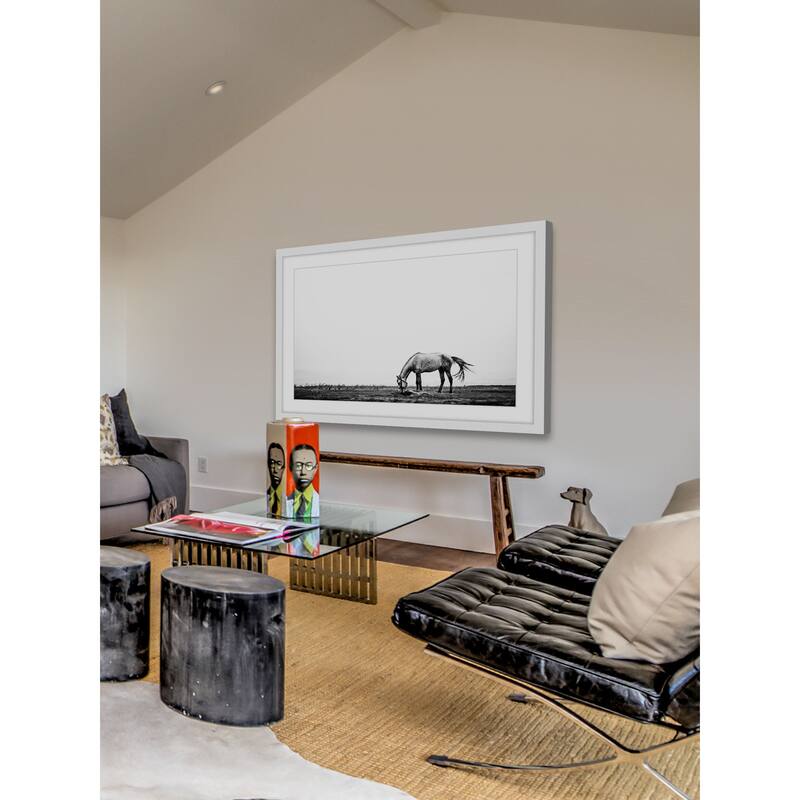 Marmont Hill - 'Lone White Equus' Framed Painting Print - Multi-Color