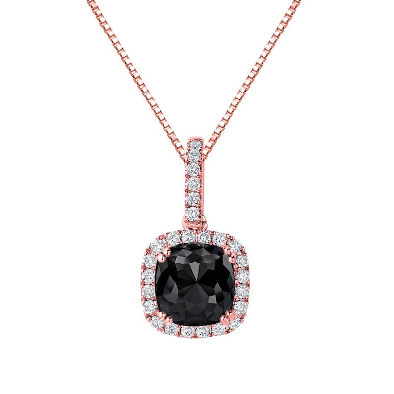 Auriya 3 1/4ctw Cushion-cut Halo Black Diamond Necklace 14k Gold (H-I, SI1-SI2)