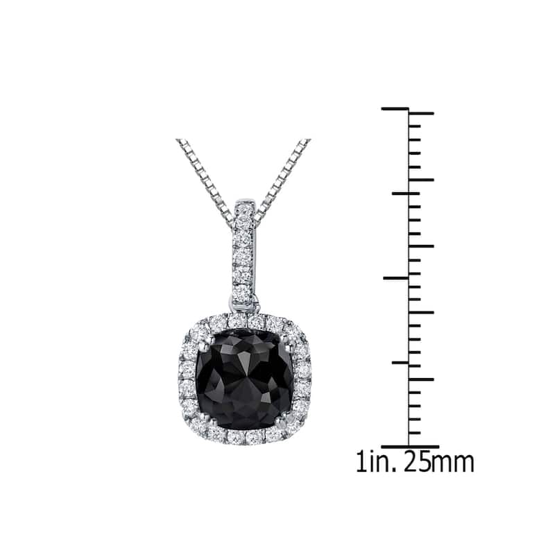 Auriya 3 1/4ctw Cushion-cut Halo Black Diamond Necklace 14k Gold (H-I, SI1-SI2)
