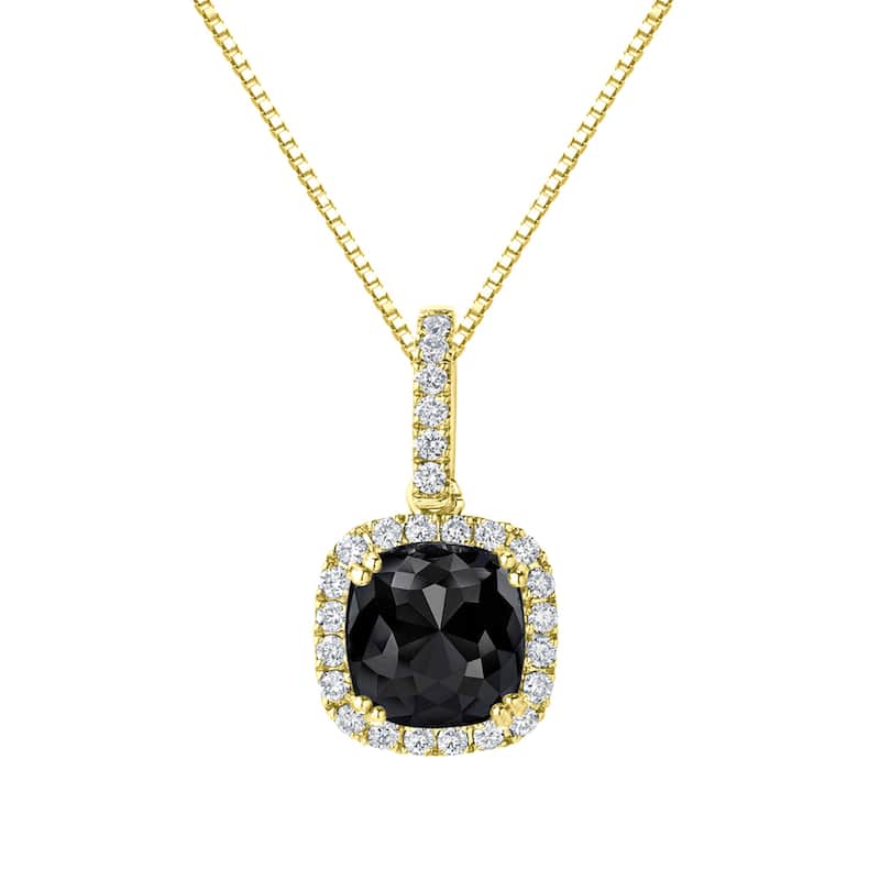 Auriya 3 1/4ctw Cushion-cut Halo Black Diamond Necklace 14k Gold (H-I, SI1-SI2)