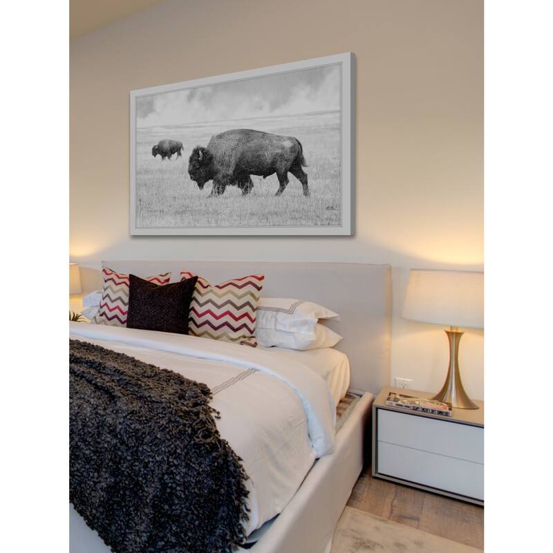 Marmont Hill - 'Buffalo Pair' Framed Painting Print - Multi-Color