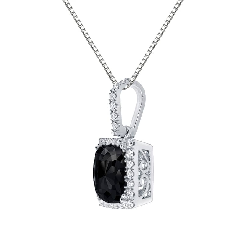 Auriya 3 1/4ctw Cushion-cut Halo Black Diamond Necklace 14k Gold (H-I, SI1-SI2)