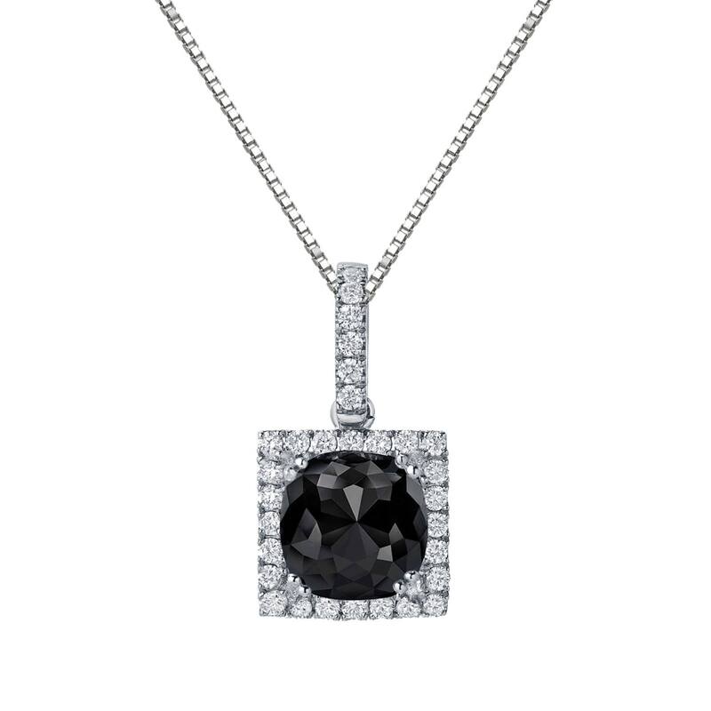Auriya 3 1/4ctw Cushion-cut Halo Black Diamond Necklace 14k Gold (H-I, SI1-SI2) - White