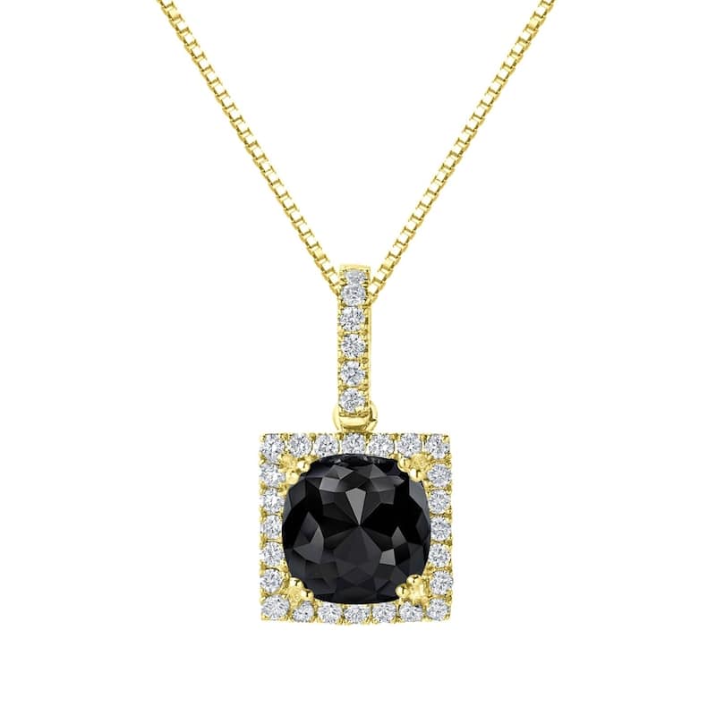 Auriya 3 1/4ctw Cushion-cut Halo Black Diamond Necklace 14k Gold (H-I, SI1-SI2) - Yellow