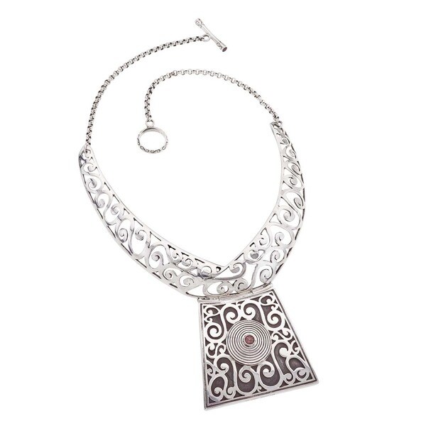 Ever One Oxidized Sterling Silver And Garnet Collar Necklace Free Ever One Oxidized Sterling Silver And Garnet Collar Necklace
