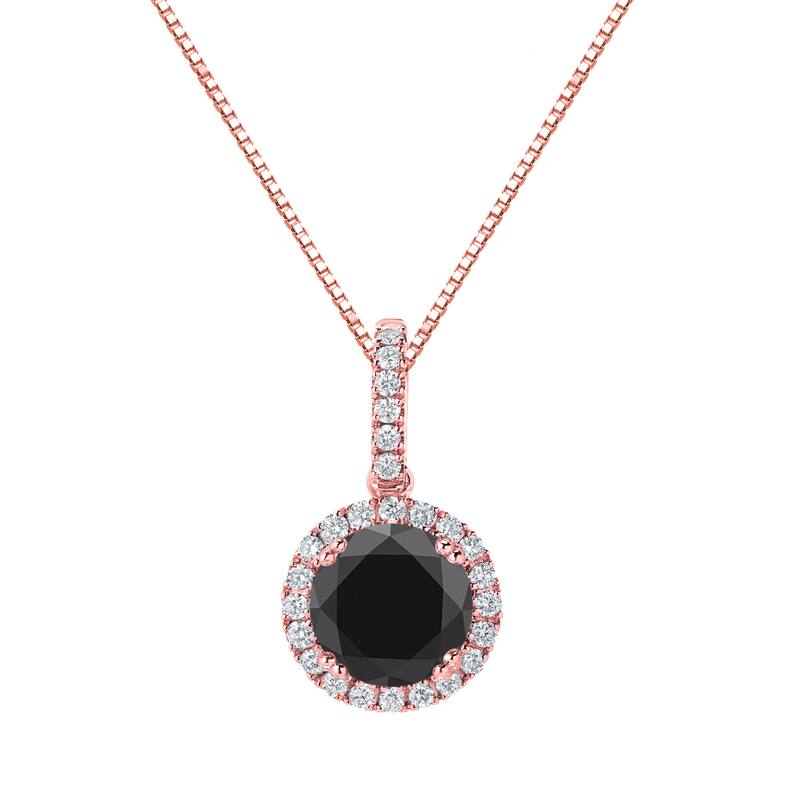 Auriya 2 1/4ctw Halo Black Diamond Necklace 14k Gold (H-I, SI2-SI3)