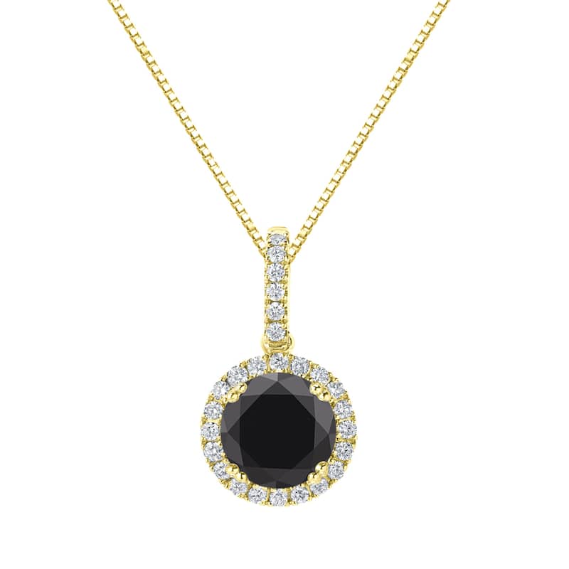 Auriya 2 1/4ctw Halo Black Diamond Necklace 14k Gold (H-I, SI2-SI3)