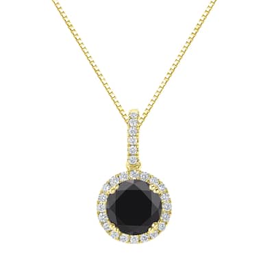 Auriya 2 1/4ctw Halo Black Diamond Necklace 14k Gold (H-I, SI2-SI3)