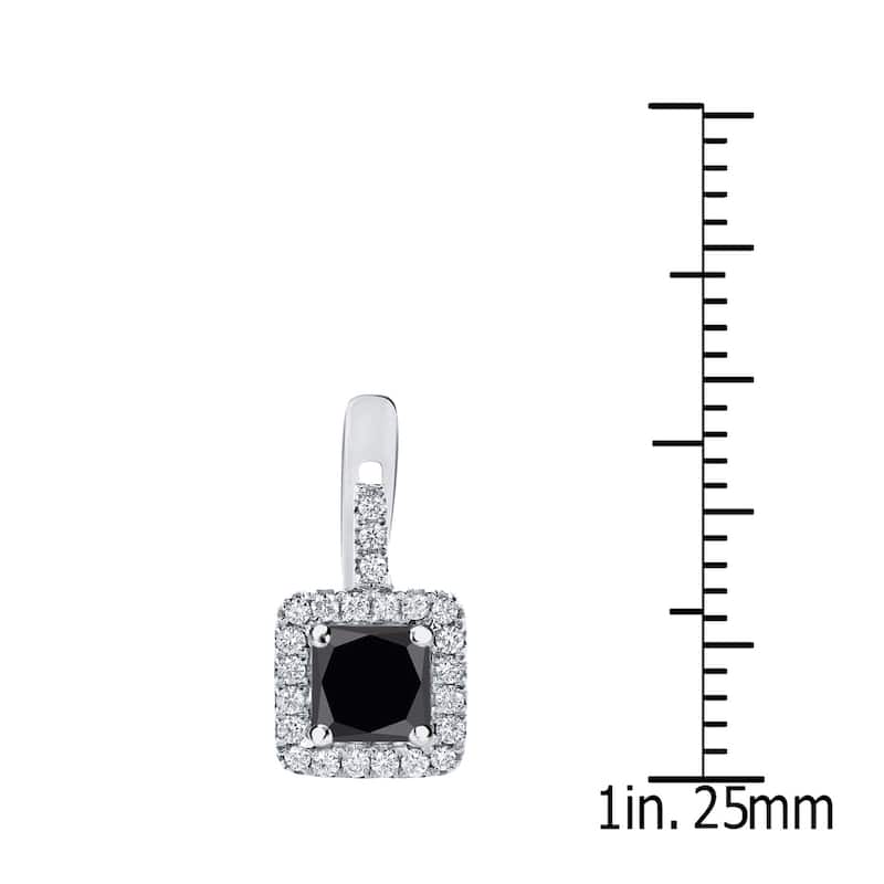 Auriya 14k Gold 2 2/5ctw Princess-cut Black Diamond Halo Dangle Earrings