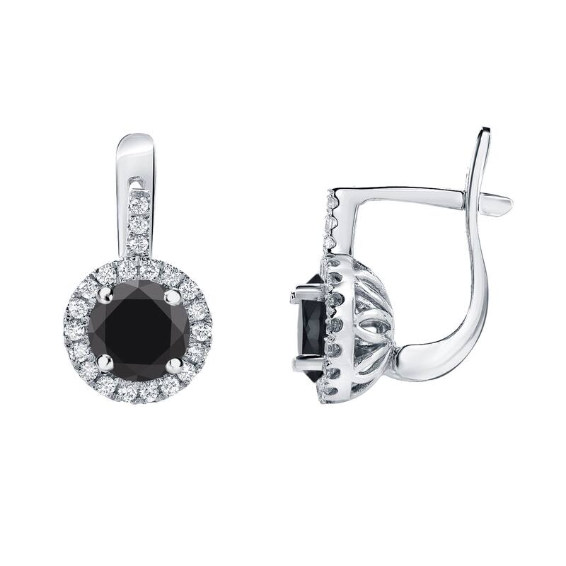 Auriya 14k Gold 2 2/5ctw Black Diamond Halo Dangle Earrings (H-I, SI1-SI2)