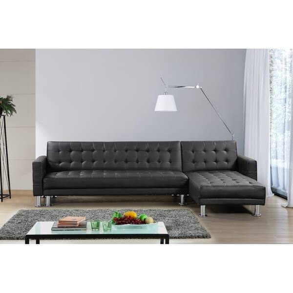 Shop Convertible Leather Sectional Sleeper Sofa Attalens