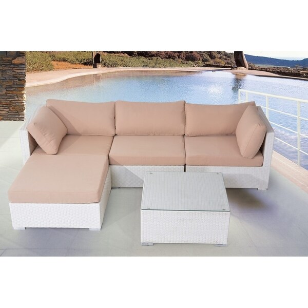 Shop 3 Piece White Wicker Sofa Set with Cushions - Free Shipping Today