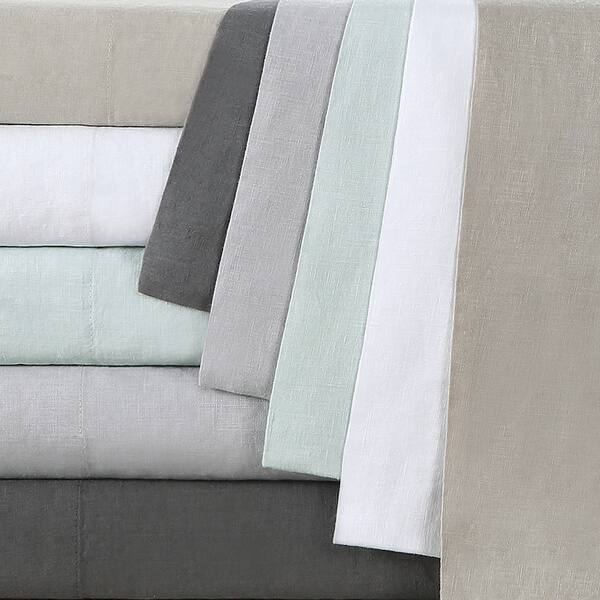 Echelon Home Washed Belgian Linen Shower Curtain in Slate Grey (As Is