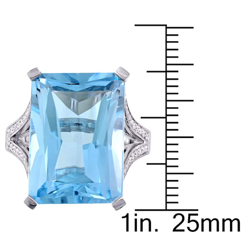 Miadora Signature Collection 14k White Gold Octagon-Cut Blue Topaz 1/2ct TDW Diamond Split Shank Coc