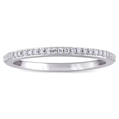 Miadora 14k White Gold 1/8ct TDW Diamond Semi-Eternity Band
