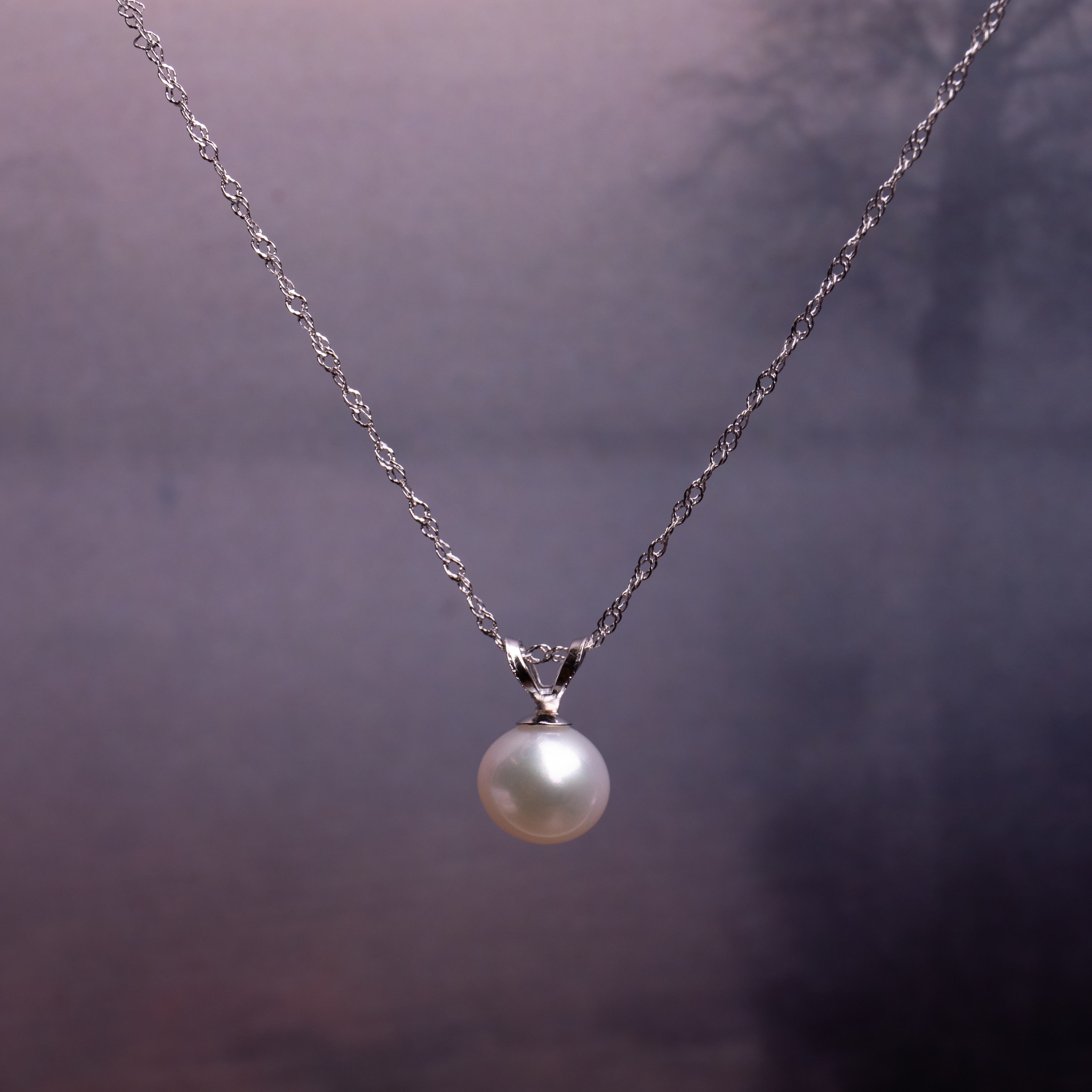 pearl drop necklace silver