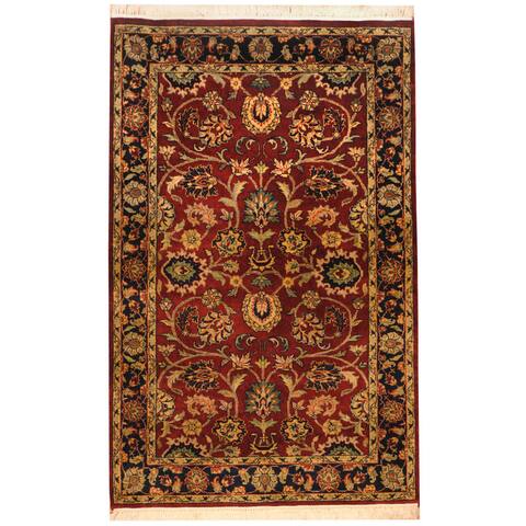 Handmade One-of-a-Kind Tabriz Wool and Silk Rug (India) - 3' x 4'9