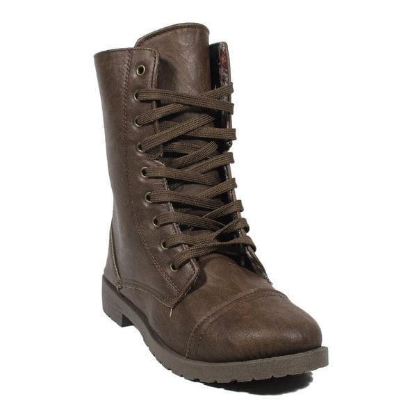 leather mid calf lace up boots