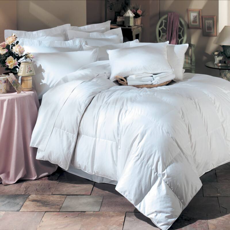 White Down Comforter and Feather Pillow 6-Piece Set - Queen