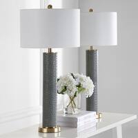 Safavieh Lighting 32-inch Ollie Faux Alligator Grey Table Lamp (Set of 2)