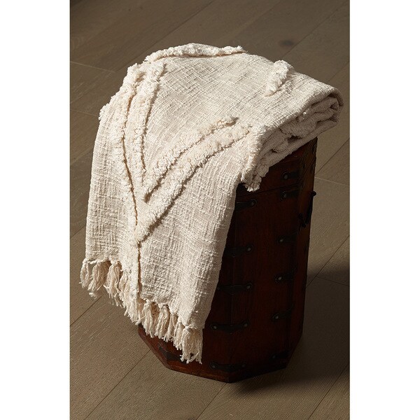 LR Home Natural Diamonds Cotton Throw Blanket ( 50" x 60" )