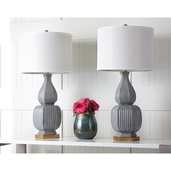 Safavieh Lighting 31.5-inch Cleo Grey/ Gold Table Lamp (Set of 2)