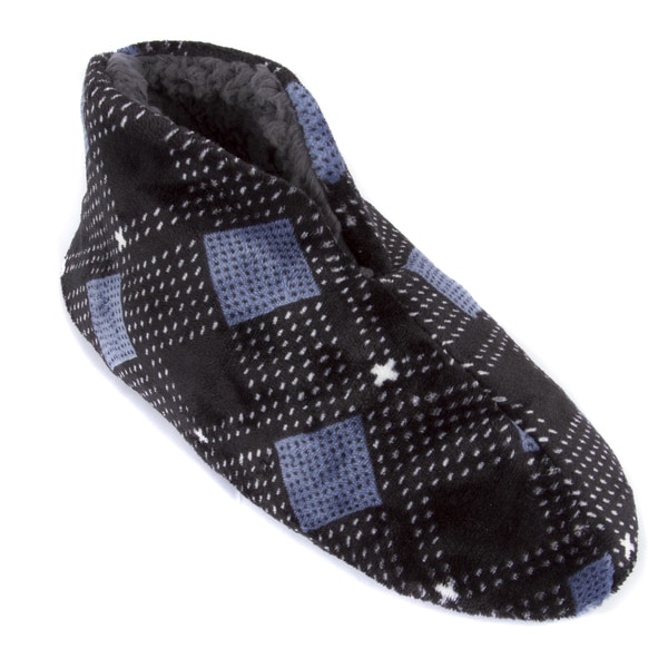 Leisureland Men's Plaid Fleece Lined Cozy Bootie Slippers