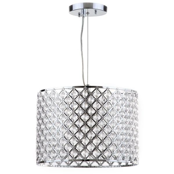 Safavieh Lighting 12-inch Silva Chrome Beaded Adjustable Diamond Pendant