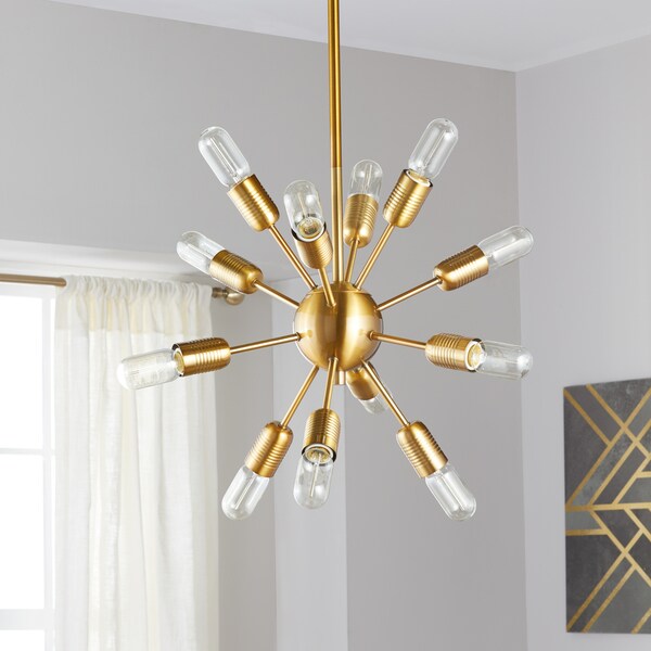 Safavieh Lighting 17.5-inch Raging 12-light Gold Edison Bulb Solace Pendant