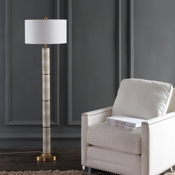 Safavieh Lighting 60.5-inch Marcello Faux Snakeskin Cream Floor Lamp