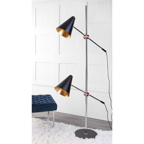 Safavieh Lighting 71-inch Reed Chrome/ Black Floor Lamp