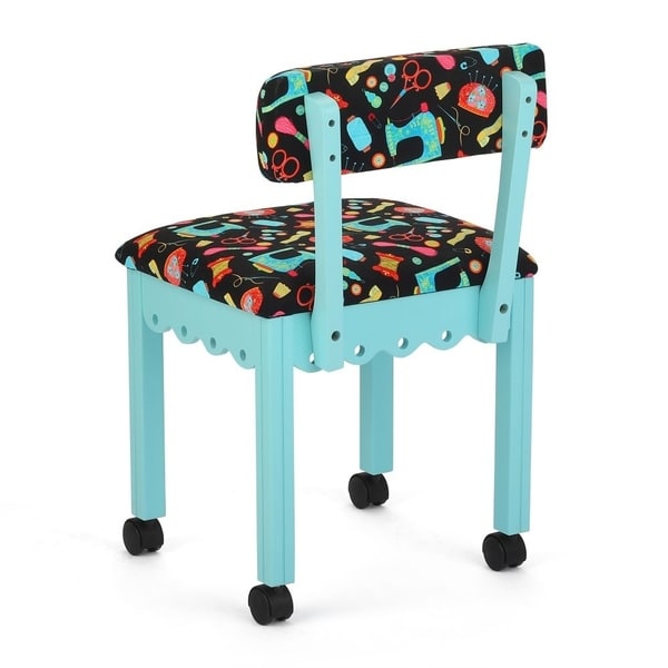 Arrow Sewing Cabinet Black Sewing Notions Chair with Gingerbread Scallops Red Finish