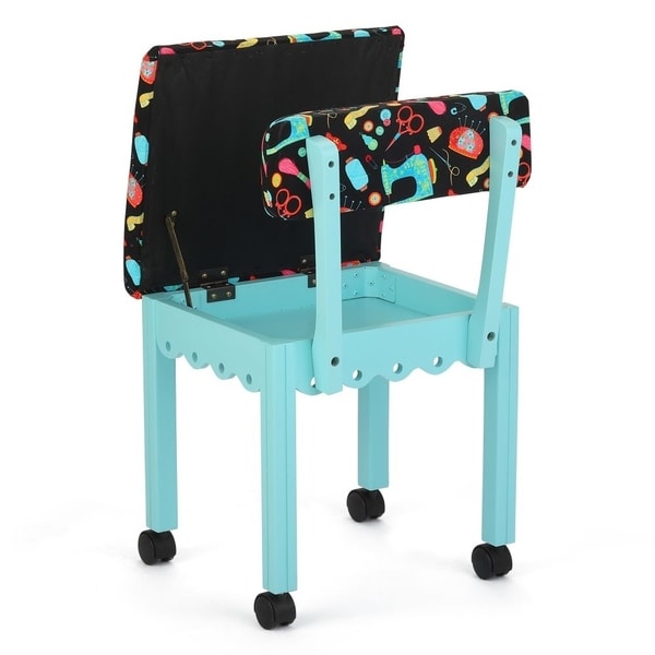 Arrow Sewing Cabinet Black Sewing Notions Chair with Gingerbread Scallops Red Finish