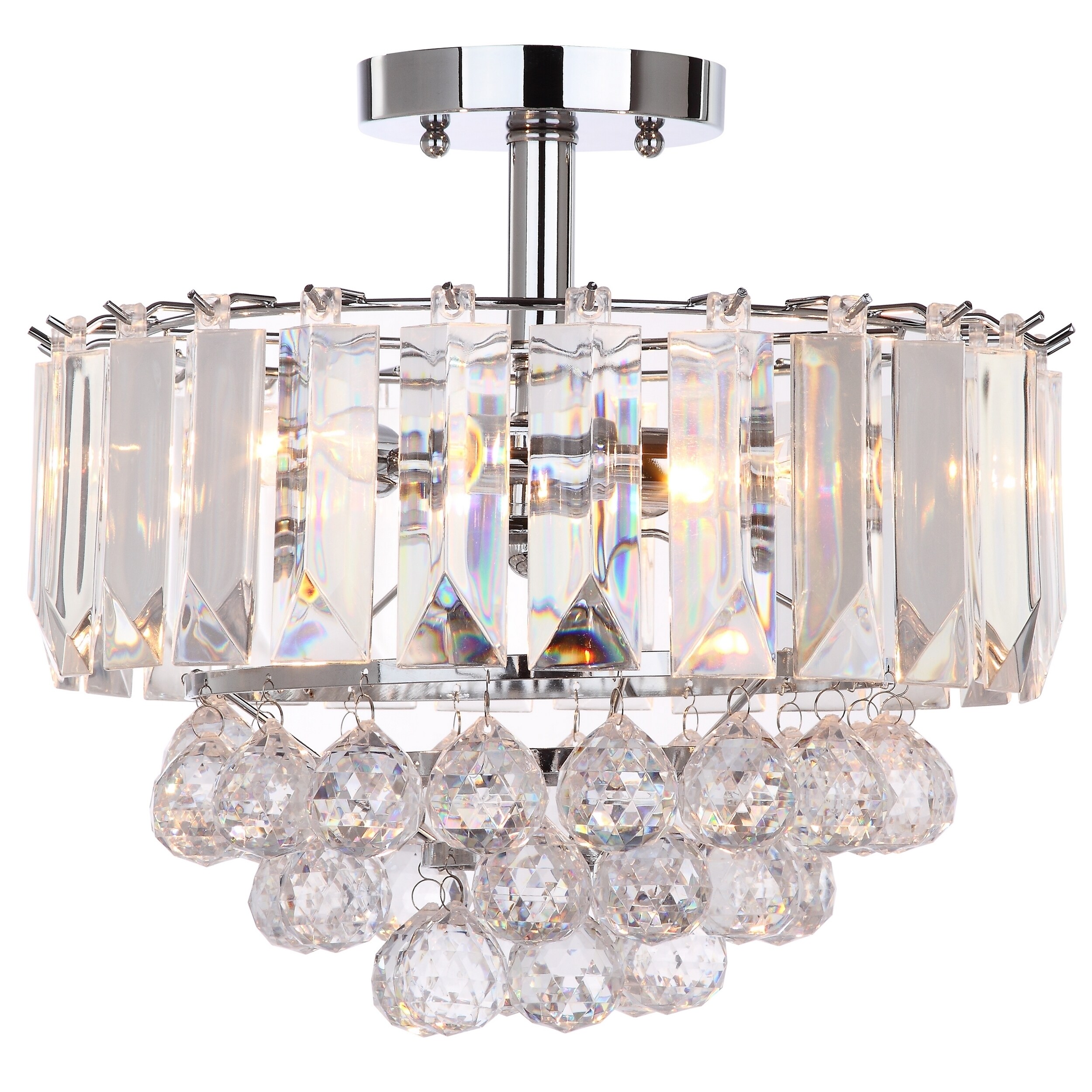 Safavieh Lighting Vaxcel 3 Light Chrome Acrylic Flush Mount Safavieh Lighting Vaxcel 3 Light Chrome