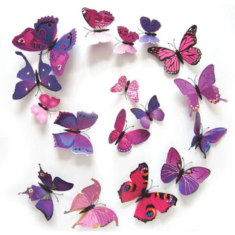 12 pc 3D Butterfly Removable PVC Wall Decal Stickers