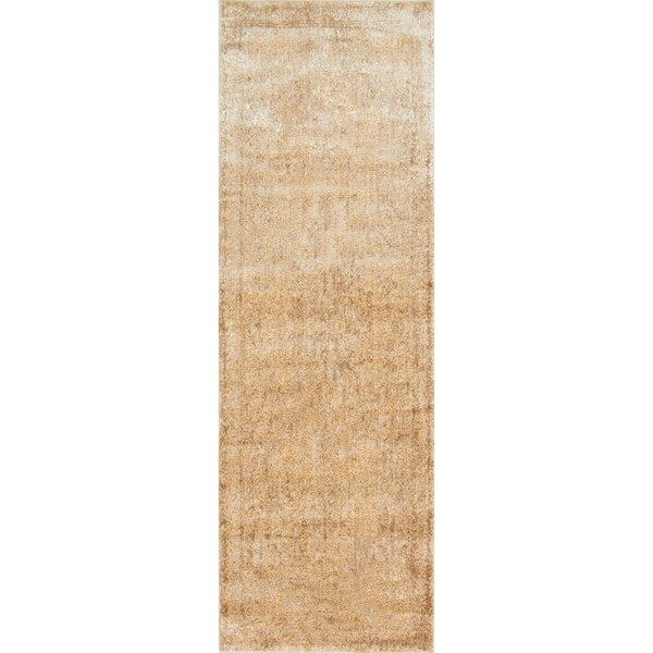 Shop Traditional Ivory/ Light Gold Distressed Runner Rug 2'7" x 10