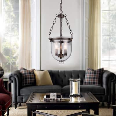 Hontiveria Black and Gold-tone Metal and Glass Chandelier