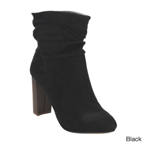 Womens Faux Suede Slouchy Peep Toe Block Heel Ankle Boot Bootie Light Blue