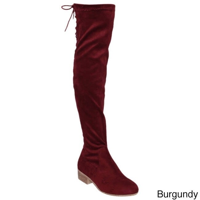 ladies burgundy knee high boots