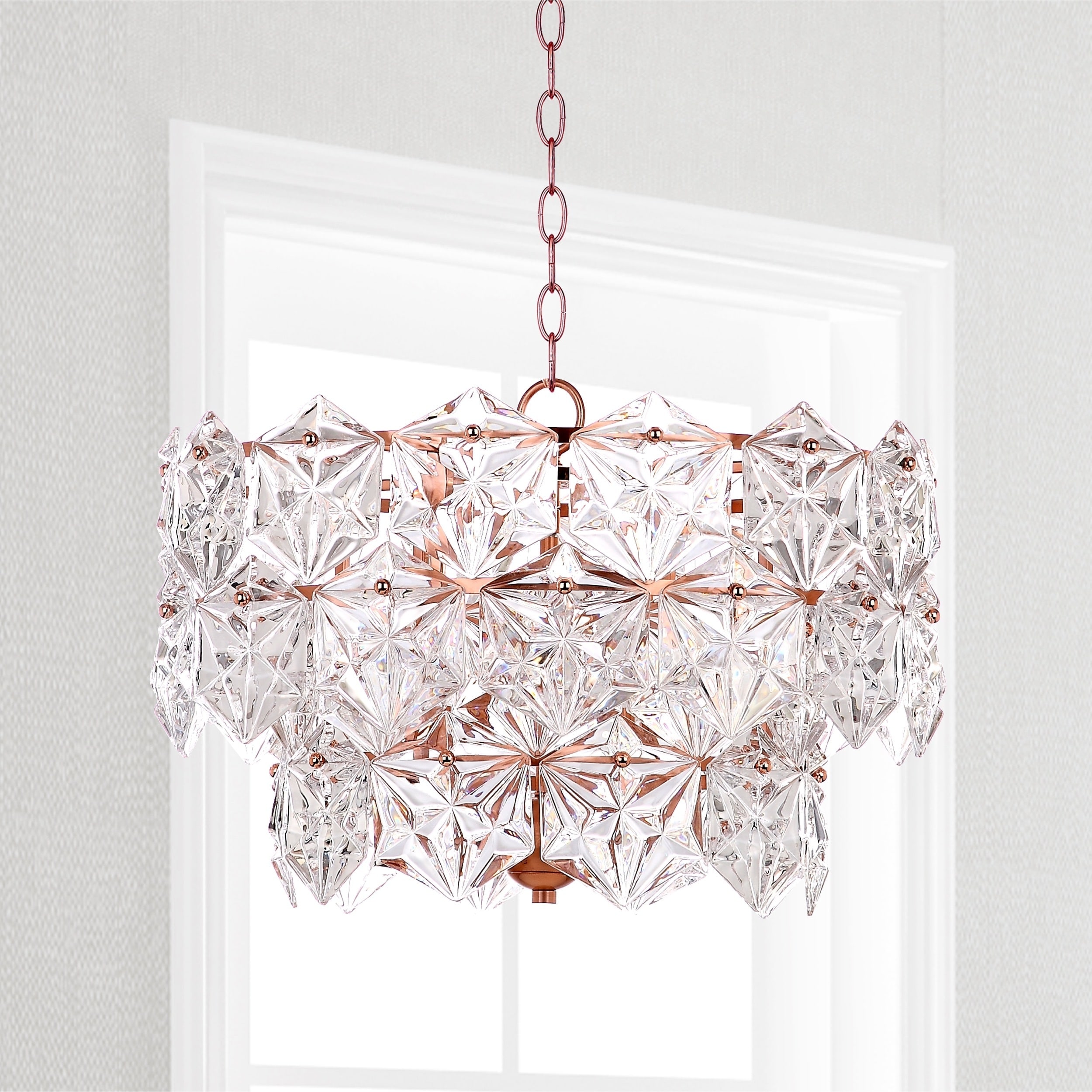 Safavieh Lighting Sia Adjule 4 Light Copper Crystal Pendant Safavieh Lighting Sia Adjule 4 Light Copper Crystal Pendant