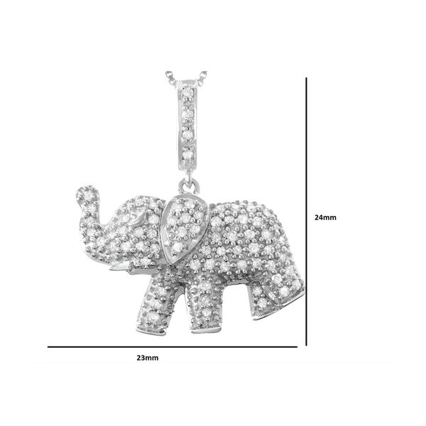 1/3 CTTTW Diamond Elephant Pendant Necklace - 9'6