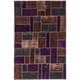 preview thumbnail 59 of 62, Hand-knotted Color Patchwork Black Wool Rug 5'7" x 8'6" - Brown/Violet