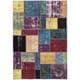 preview thumbnail 44 of 62, Hand-knotted Color Patchwork Black Wool Rug 5'6" x 8' - Light Gold/ Violet