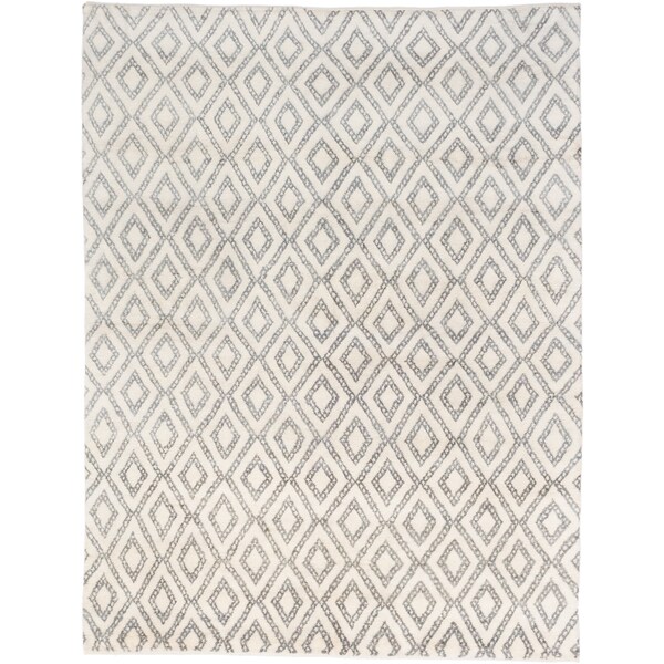 ecarpetgallery HandKnotted Royal Maroc Blue, Grey Wool Rug (7'10 x 10