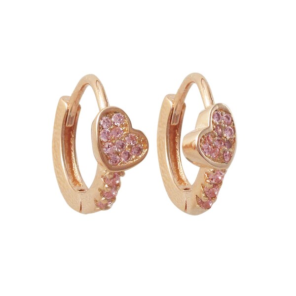 Luxiro Rose Gold Finish Sterling Silver Cubic Zirconia Heart Luxiro Rose Gold Finish Sterling Silver Cubic Zirconia Heart Children X27 S Hoop Earrings