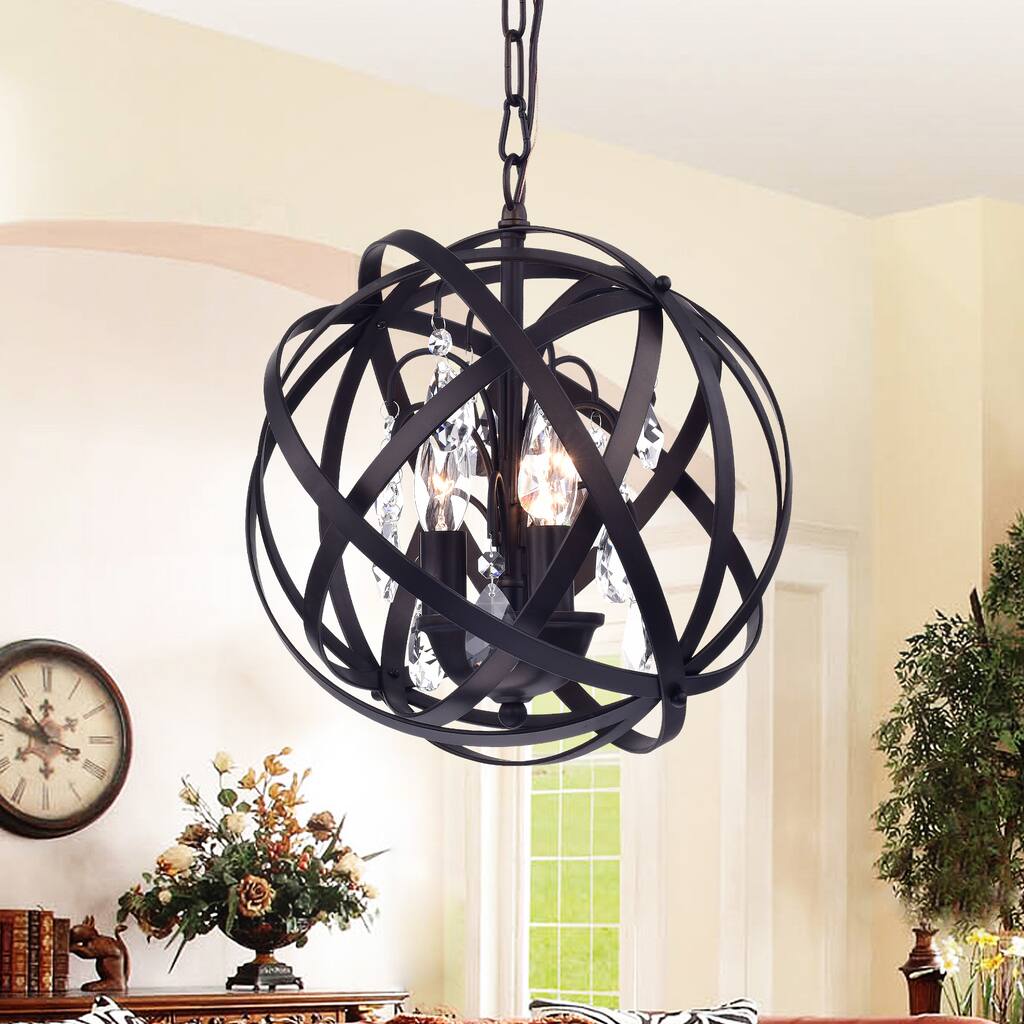 Deadra Antique Bronze-finish Metal 13-inch Globe Cage Pendant